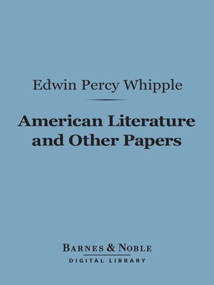 cover image of American Literature and Other Papers (Barnes & Noble Digital Library)